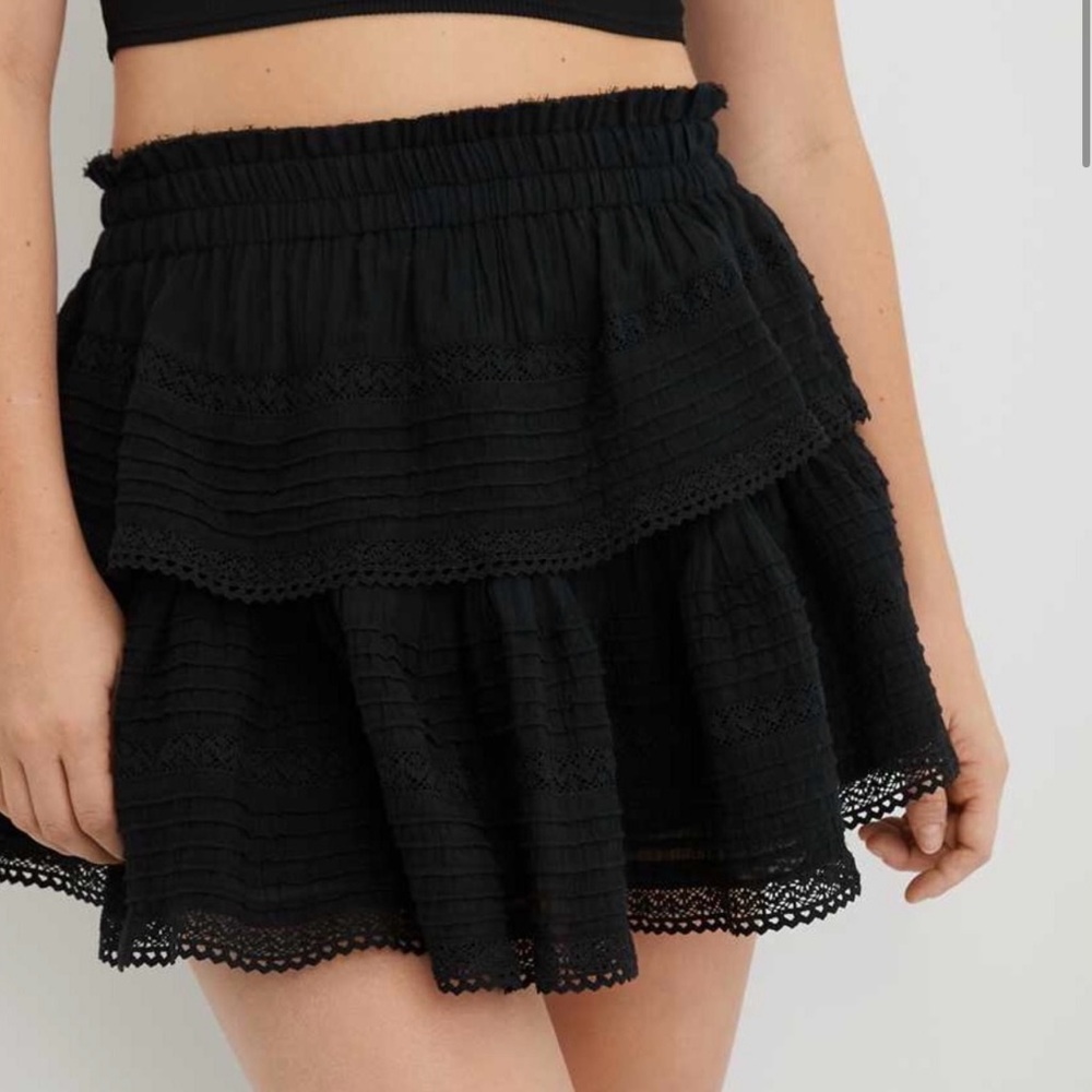 Aerie Rock N’ Ruffle Black Skirt